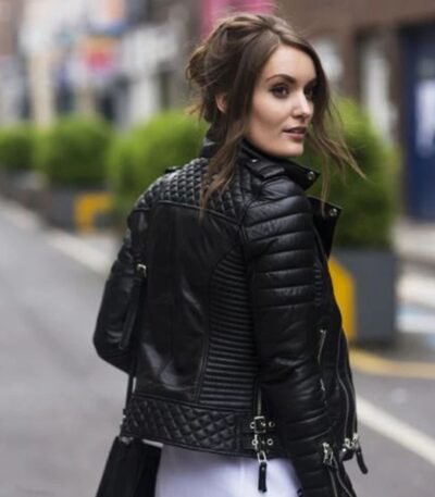 Womens Slim Fit Quilted Black Leather Jacket