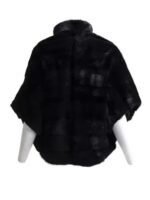 Womens Soft Mink Fur Cape Black Coat