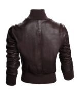 Womens Top Gun Dark Brown Cropped Bomber Leather Jacket