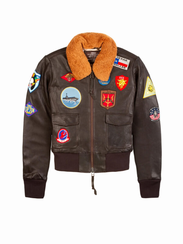 Womens Top Gun Flight Bomber Black Leather Sherpa Jacket