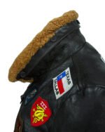 Womens Top Gun Flight Bomber Black Leather Sherpa Jacket