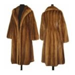 Women's Vintage Real Mink Fur Fluffy Warm Brown Coat
