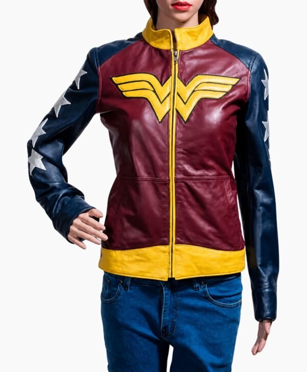 Wonder Woman Princess Diana Maroon Leather Jacket