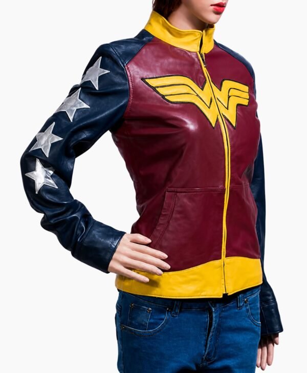 Wonder Woman Princess Diana Maroon Leather Jacket