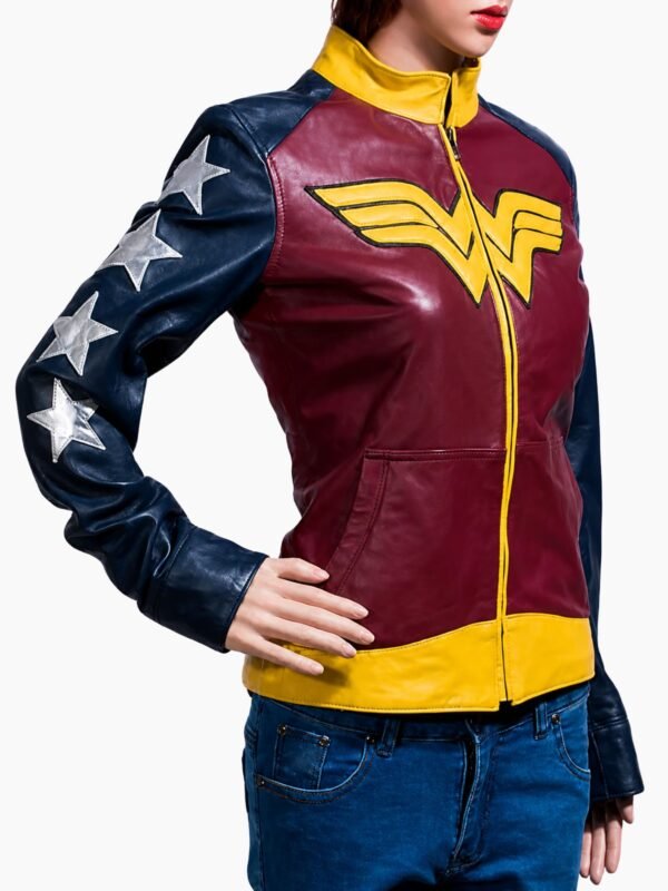 Wonder Woman Princess Diana Maroon Leather Jacket