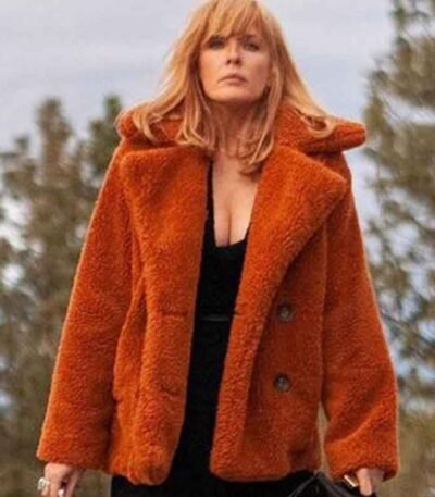 Yellowstone Beth Dutton Orange Shearling Fur Coat