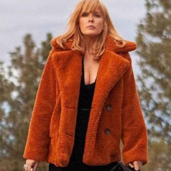 Yellowstone Beth Dutton Orange Shearling Fur Coat