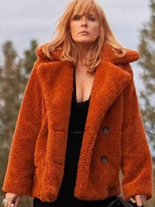 Yellowstone Beth Dutton Orange Shearling Fur Coat