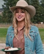 Yellowstone S03 Hassie Harrison Blue Sherpa Lined Denim Jacket