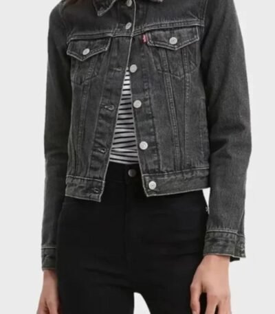 Yellowstone S04 Eden Brolin Black Denim Trucker Jacket