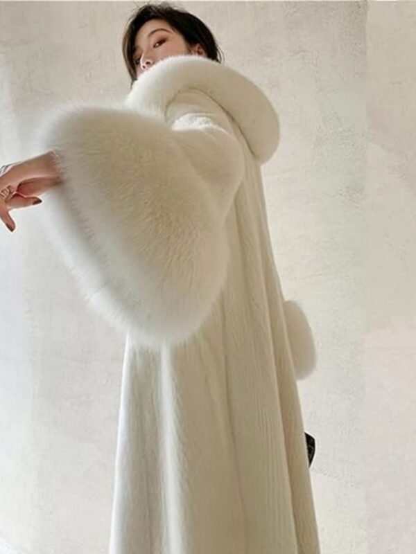 Yolanda White Mink Fur Long Coat