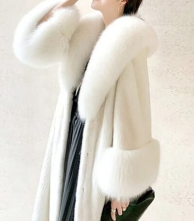 Yolanda White Mink Fur Long Coat