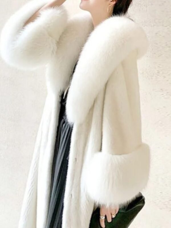 Yolanda White Mink Fur Long Coat