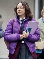 Young Royals S02 Frida Argento Purple Puffer Jacket