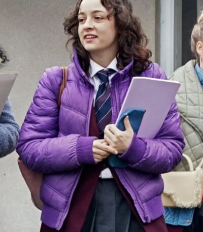 Young Royals S02 Frida Argento Purple Puffer Jacket