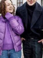Young Royals S02 Frida Argento Purple Puffer Jacket