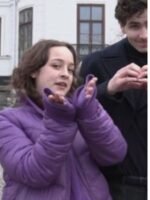 Young Royals S02 Frida Argento Purple Puffer Jacket