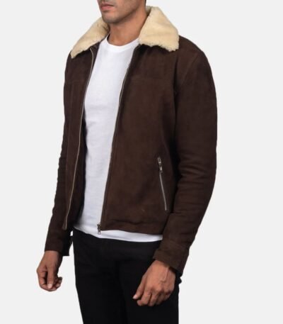 Zachary Shearling Fur Suede Leather Brown Jacket