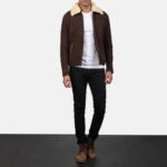 Zachary Shearling Fur Suede Leather Brown Jacket