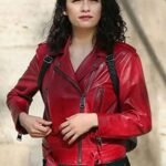 Zeynep Erman The Protector Red Biker Leather Jacket