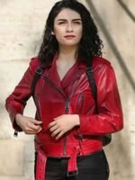 Zeynep Erman The Protector Red Biker Leather Jacket