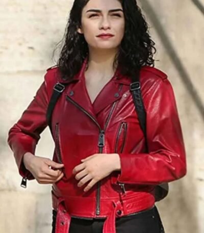 Zeynep Erman The Protector Red Biker Leather Jacket