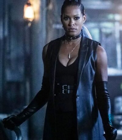 Black Lightning Giselle Cutter Leather Sleeveless Coat