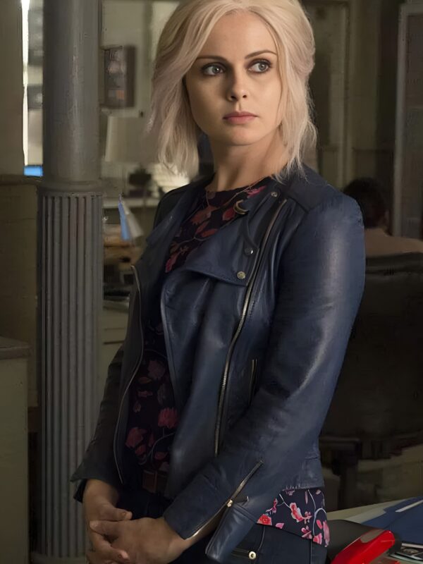 iZombie Rose McIver Navy Blue Biker Leather Jacket