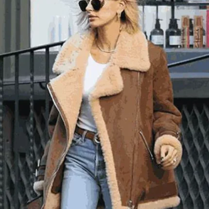 Hailey Baldwin Velocite Brown Jacket