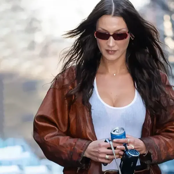  Bella Hadid New york Leather Jacket
