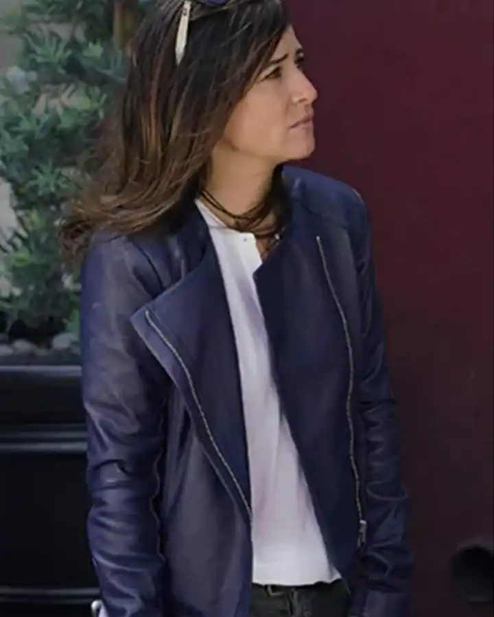 Better Things Season 04 Pamela Adlon Blue Leather Jacket Better Things Season 04 Pamela Adlon Blue Leather Jacket