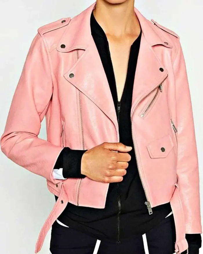 Riverdale S01 EP02 Ginger Lopez Pink Motorcycle Leather Jacket