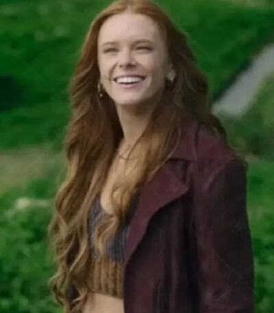 Abigail Cowen Fate The Winx Saga S2 Maroon Suede Jacket