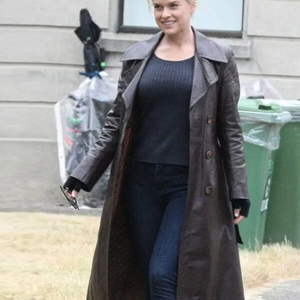 Alice Eve Cult Killer 2024 Brown Trench Coat