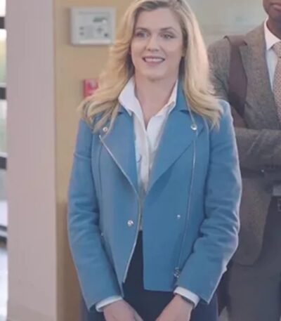 American Auto Sadie Ryan Blue Leather Jacket