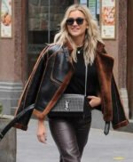 Ashley Roberts Shearling Aviator Bomber Jacket