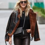 Ashley Roberts Shearling Aviator Bomber Jacket