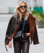 Ashley Roberts Shearling Aviator Bomber Jacket