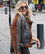 Ashley Roberts Shearling Aviator Bomber Jacket