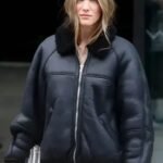 Charlotte Cardin Oversized Leather Jacket