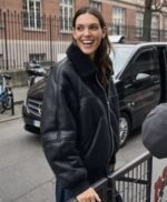 Charlotte Cardin Oversized Leather Jacket