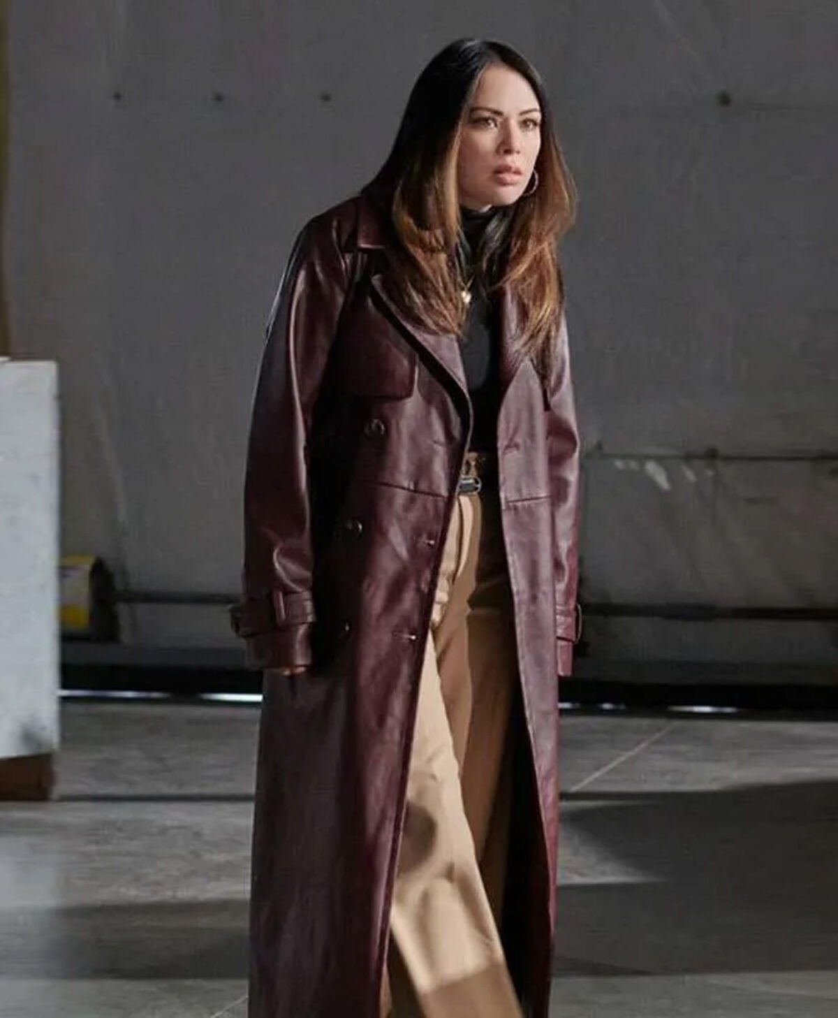 Family History Mysteries 2023 Buried Past Janel Parrish Leather Trench Coat