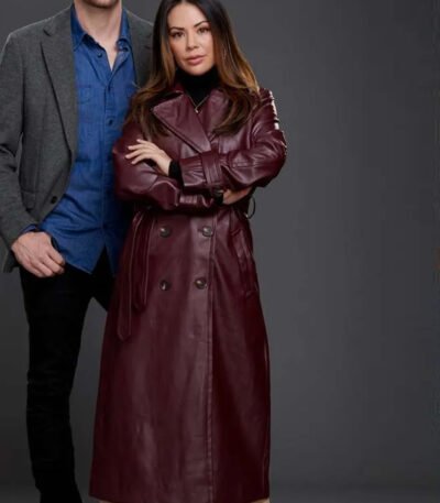 Family History Mysteries 2023 Buried Past Janel Parrish Leather Trench Coat