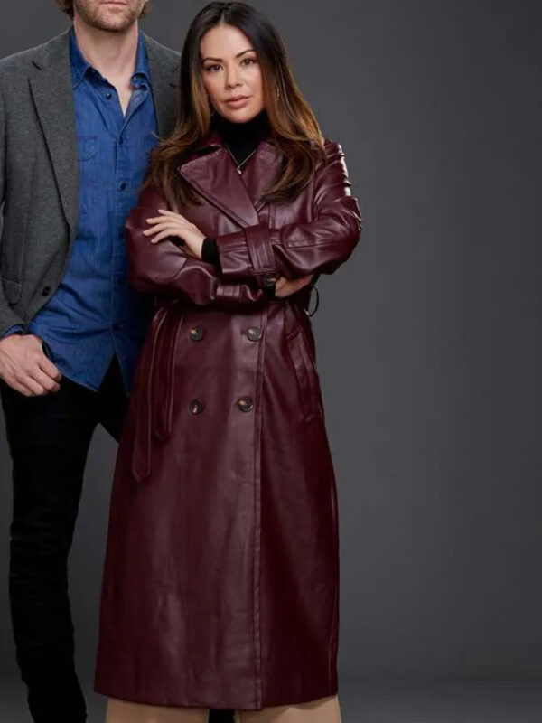 Family History Mysteries 2023 Buried Past Janel Parrish Leather Trench Coat