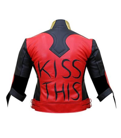 God Among Us Harley Quinn Red Golden Studded Jacket
