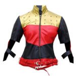 God Among Us Harley Quinn Red Golden Studded Jacket