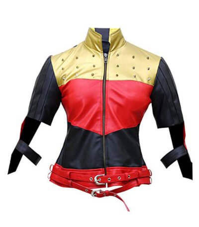 God Among Us Harley Quinn Red Golden Studded Jacket