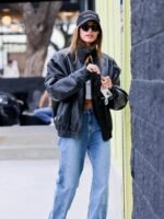 Hailey Bieber Vintage Leather Jacket
