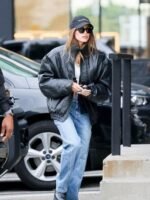 Hailey Bieber Vintage Leather Jacket