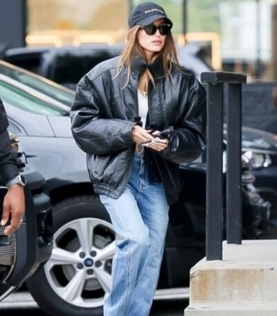 Hailey Bieber Vintage Leather Jacket